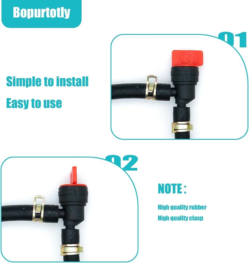 Bopurtotly 698181 494539 697944 1/4" 90 Degree Fuel Shut Off Valve with clamp Compatible with Briggs & Stratton Tecumseh Mower Generator - Image 4